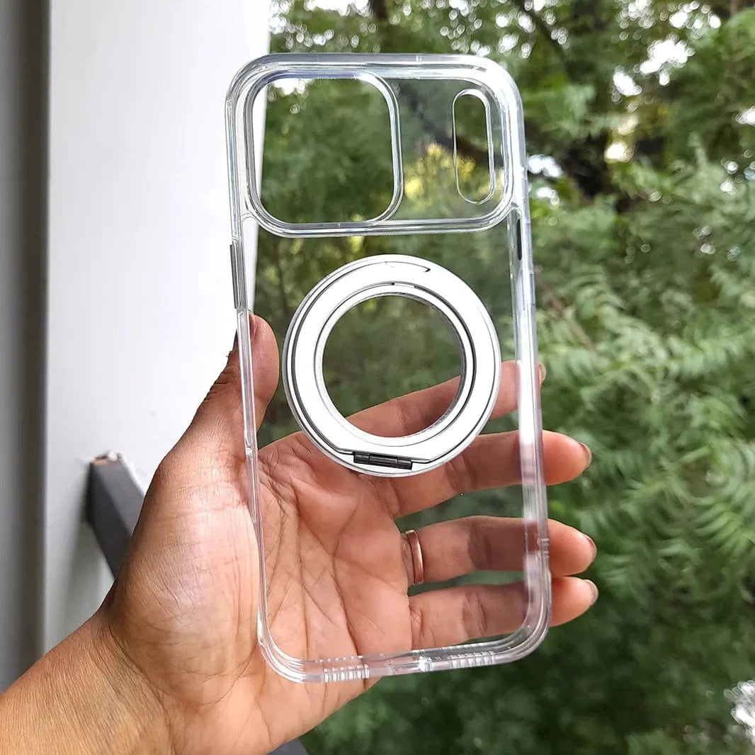 ktusu Generic Cases & Covers 360 Degree Rotatable Magnetic Kickstand Shockproof Hard Case for iPhone 17 Pro Max Transparent