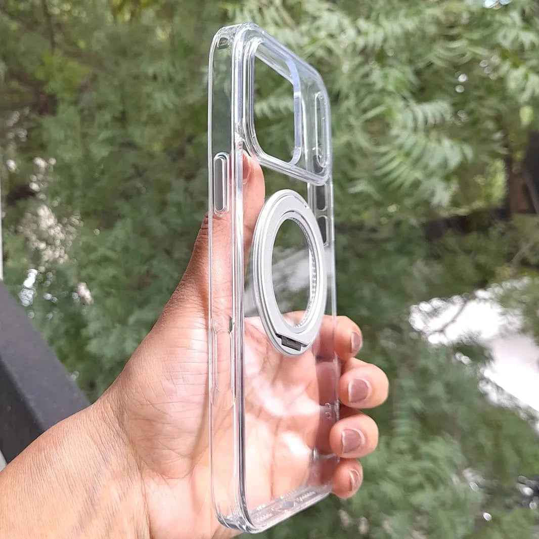 ktusu Generic Cases & Covers 360 Degree Rotatable Magnetic Kickstand Shockproof Hard Case for iPhone 17 Pro Max Transparent