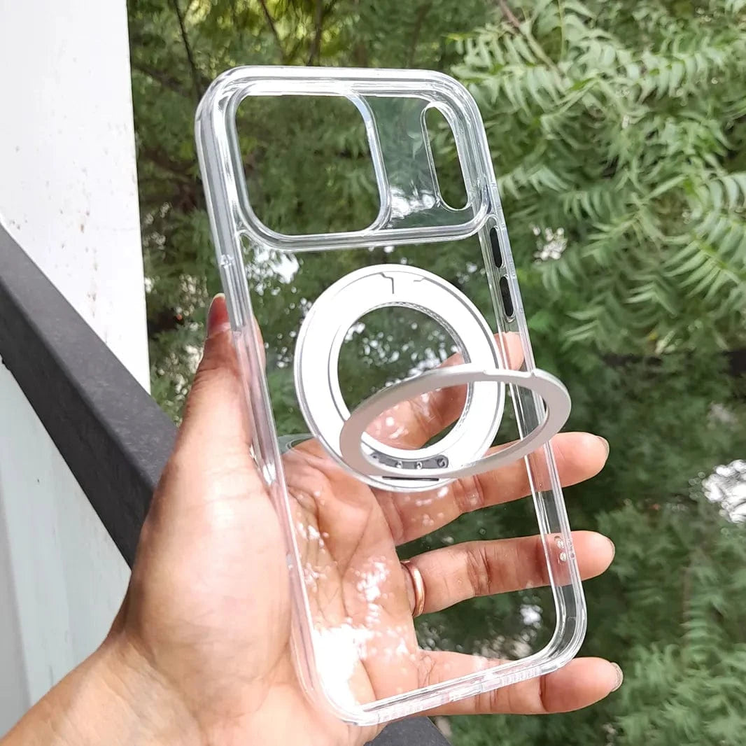 ktusu Generic Cases & Covers 360 Degree Rotatable Magnetic Kickstand Shockproof Hard Case for iPhone 17 Pro Max Transparent