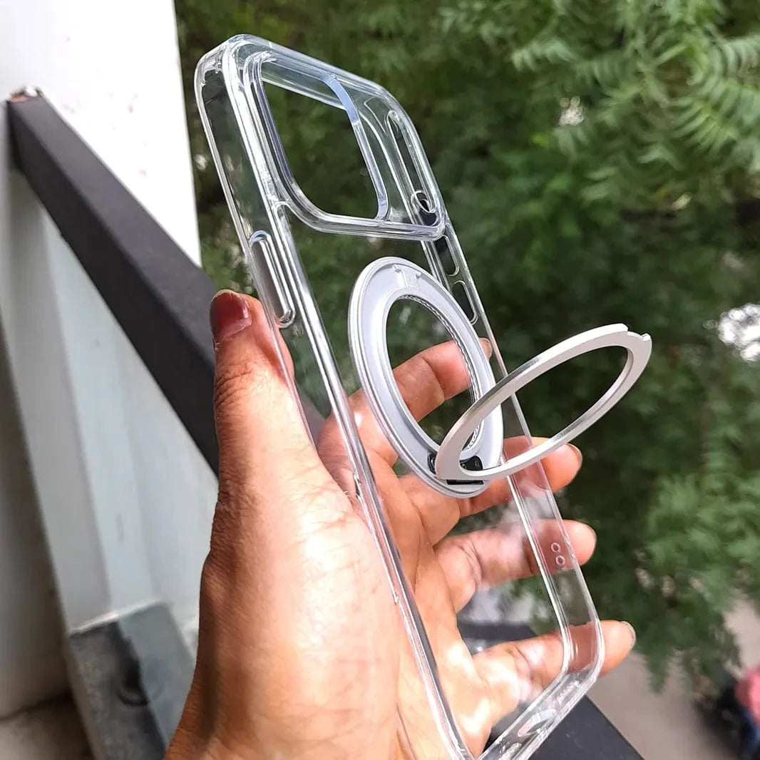 ktusu Generic Cases & Covers 360 Degree Rotatable Magnetic Kickstand Shockproof Hard Case for iPhone 17 Pro Max Transparent