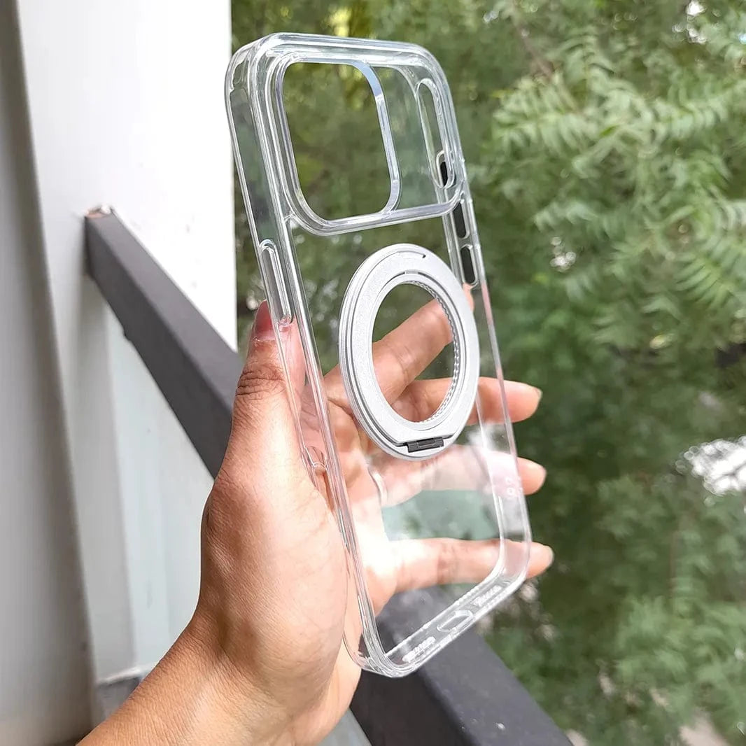 ktusu Generic Cases & Covers 360 Degree Rotatable Magnetic Kickstand Shockproof Hard Case for iPhone 17 Pro Max Transparent