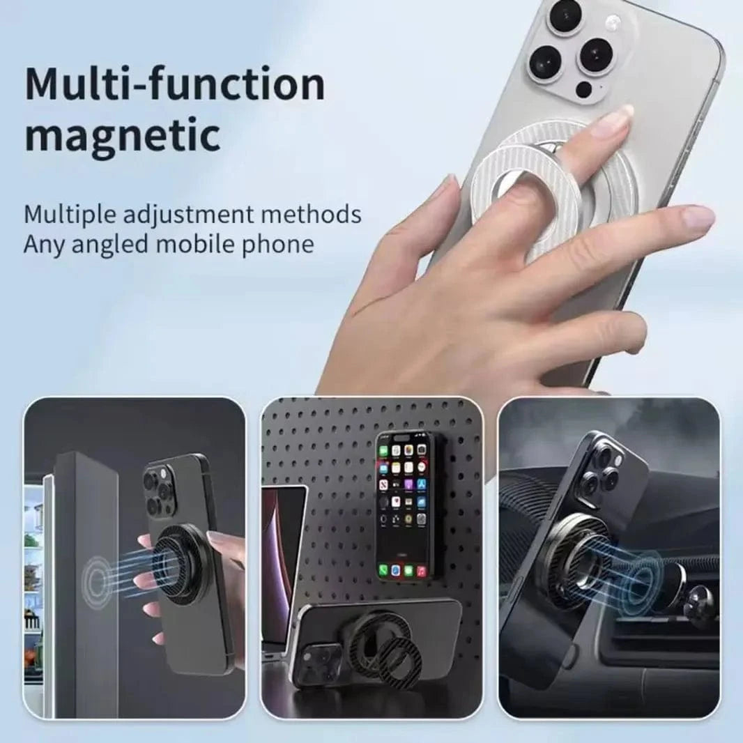 ktusu Generic Stands 360 Degree Rotating Carbon Fiber Magnetic Ring Grip for Magsafe Function Built in Cases