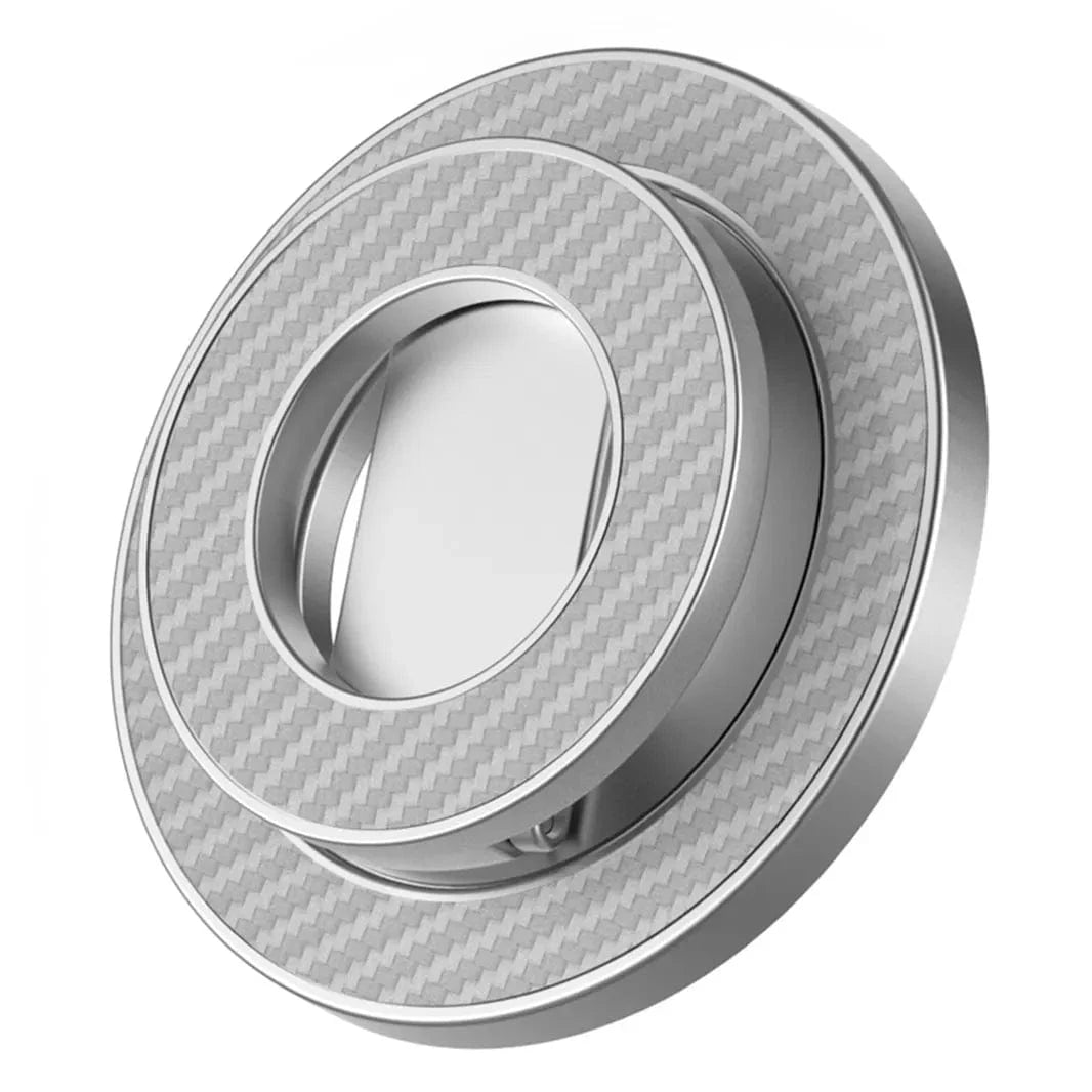 ktusu Generic Stands 360 Degree Rotating Carbon Fiber Magnetic Ring Grip for Magsafe Function Built in Cases Silver