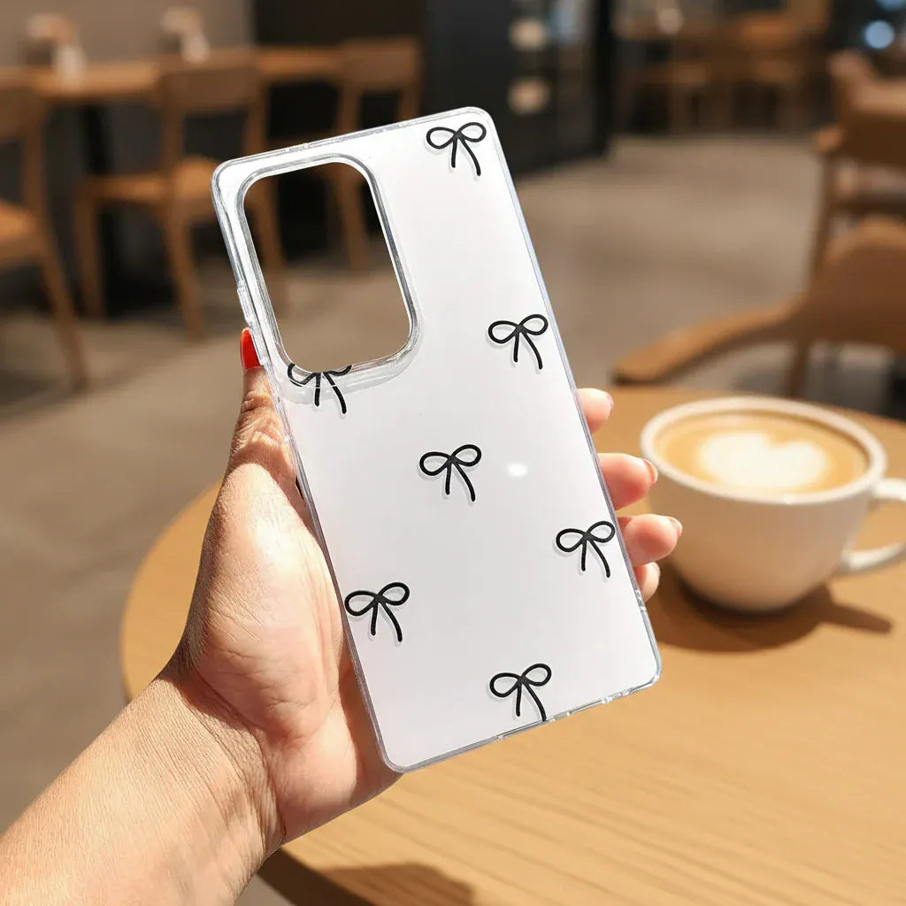Aesthetic Bow Print Soft Edge Back Hard Case for Samsung Galaxy S26 Ul   ktusu