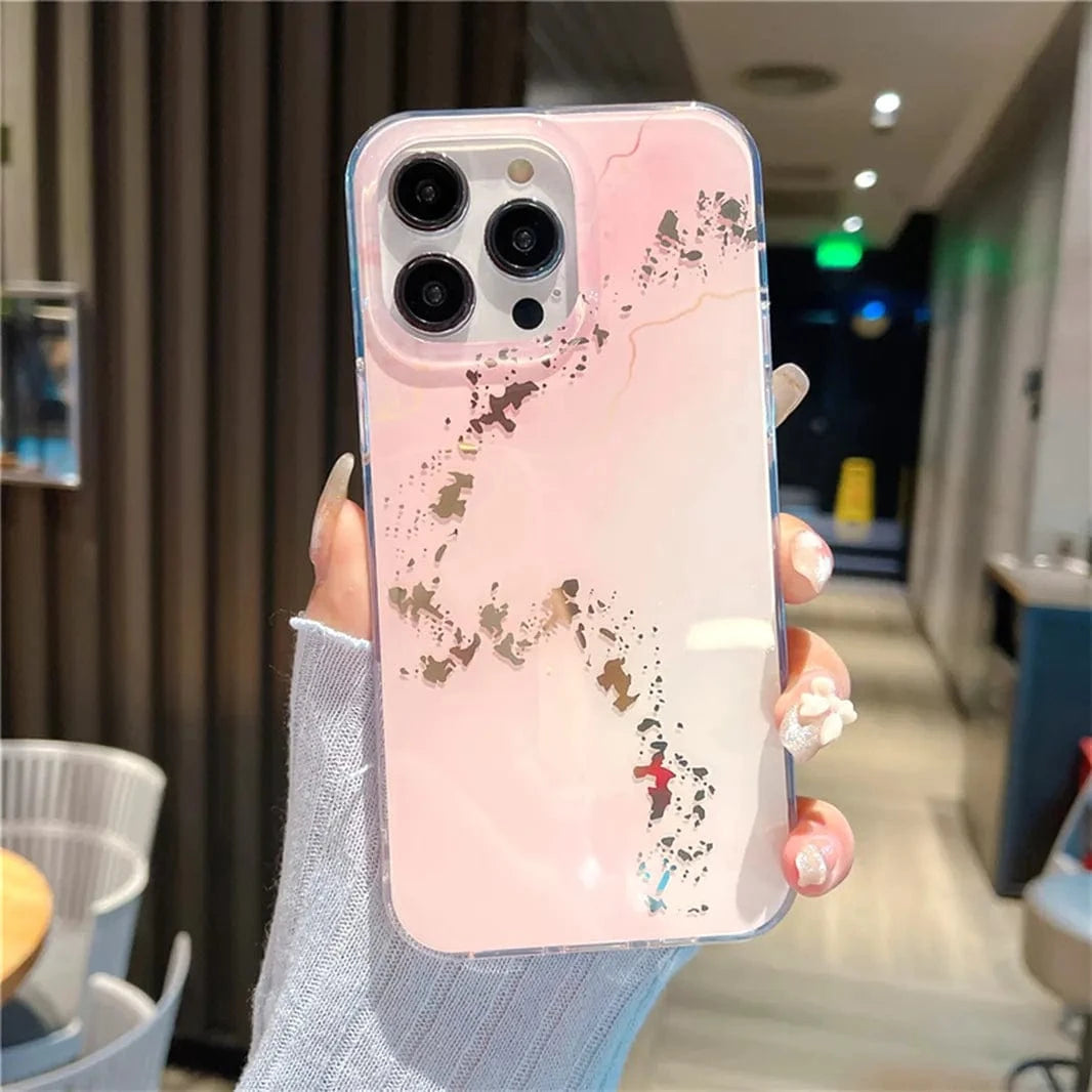 ktusu Generic Cases & Covers Aesthetic Laser Printing Luxury Hard Case for iPhone 16 Pro Pink Marble