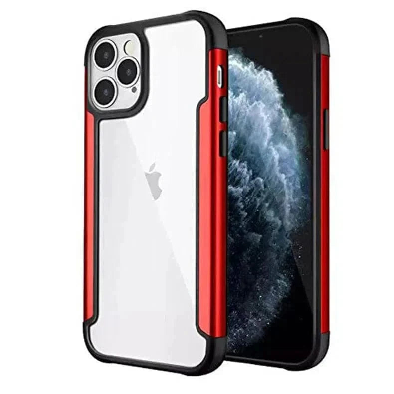 ktusu Generic Cases & Covers Aluminum Alloy Metal Edge Transparent Case for iPhone 13 Pro Max Red