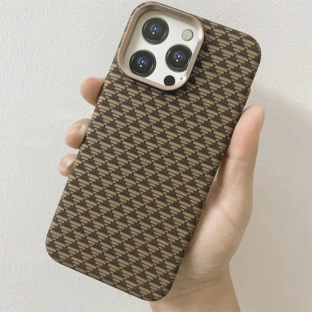 ktusu Generic Cases & Covers Aramid Fiber Magnetic Magsafe Slim Case for iPhone 13 Pro Max Triangular Texture Brown