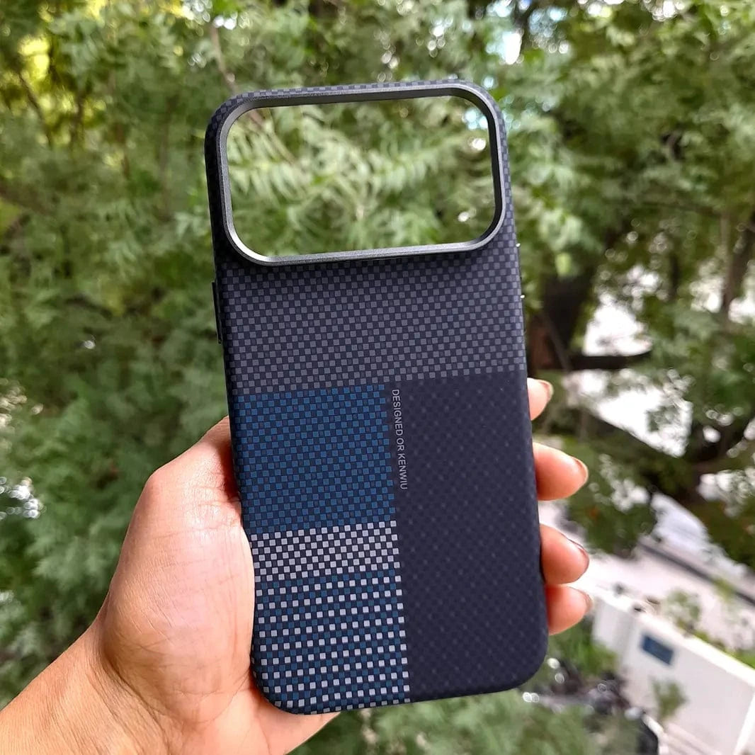 ktusu Generic Cases & Covers Aramid Fiber Magnetic Magsafe Slim Case for iPhone 17 Pro Max Kevlar Blue
