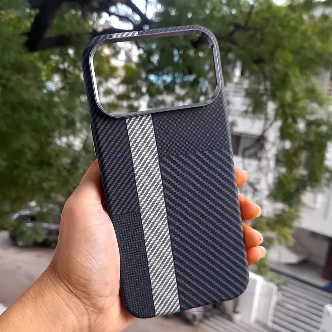 ktusu Generic Cases & Covers Aramid Fiber Magnetic Magsafe Slim Case for iPhone 17 Pro Max Abstract Carbon Fiber White