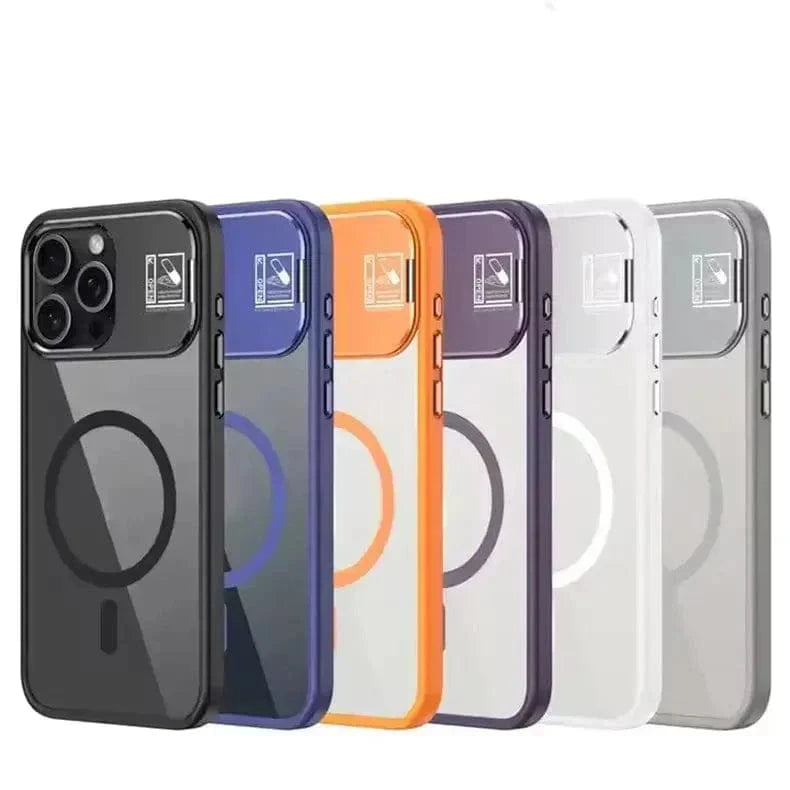 ktusu Generic Cases & Covers Camera Metal Kickstand Magsafe With Camera Lens Case for iPhone 15 Pro