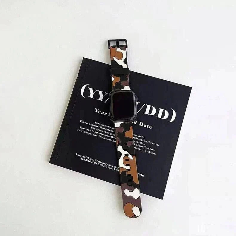 ktusu Generic Watch Bands Camo Soft Silicone Band for Apple Watch 42 | 44 | 45 | Ultra 49 | 46mm S10 Brown