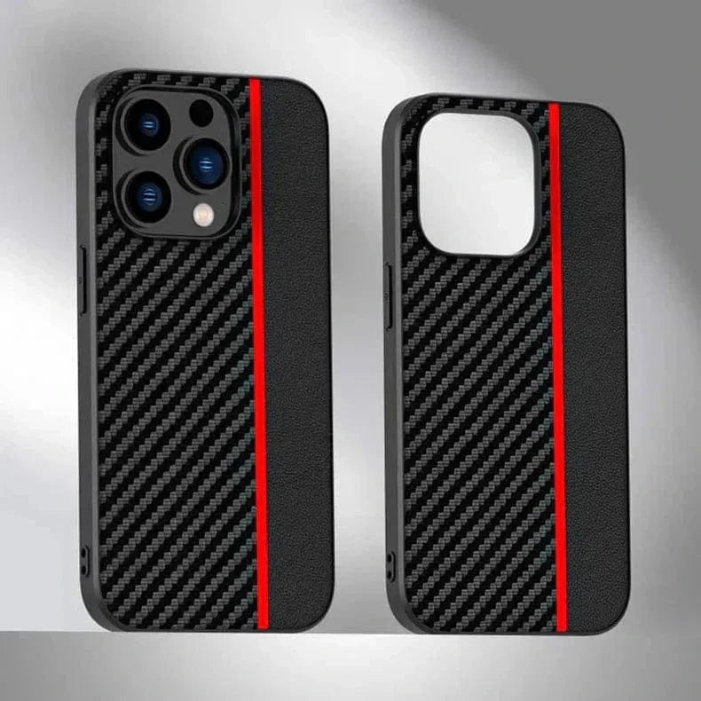 ktusu Generic Cases & Covers Carbon Fiber Leather Texture Case for iPhone 15 Plus Black Red