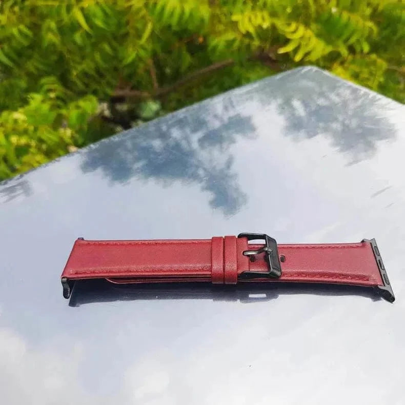 ktusu Generic Watch Bands Classic Leather Texture Band for Apple Watch 42 | 44 | 45 | Ultra 49 | 46mm S10 Wine
