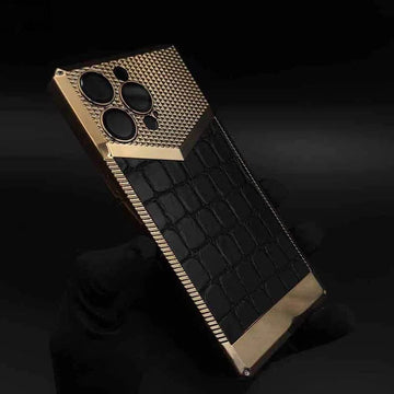 ktusu Generic Cases & Covers Crocodile Leather Pattern with Camera Lens Glass Soft TPU Case for iPhone 13 Gold Black