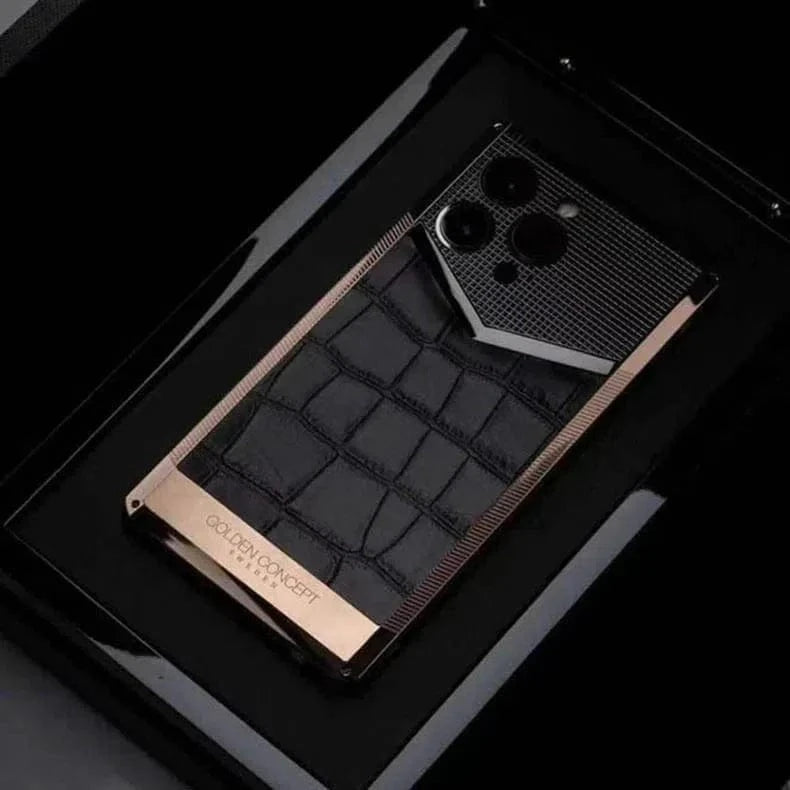 ktusu Generic Cases & Covers Crocodile Leather Pattern with Camera Lens Glass Soft TPU Case for iPhone 14 Gold Black