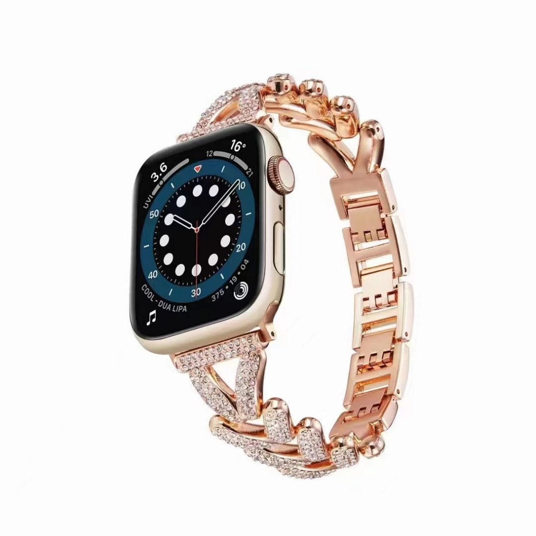 ktusu Generic Watch Bands Diamond Bling Rhinestone Stainless Steel Band for Apple Watch 42 | 44 | 45 | Ultra 49 | 46mm S10