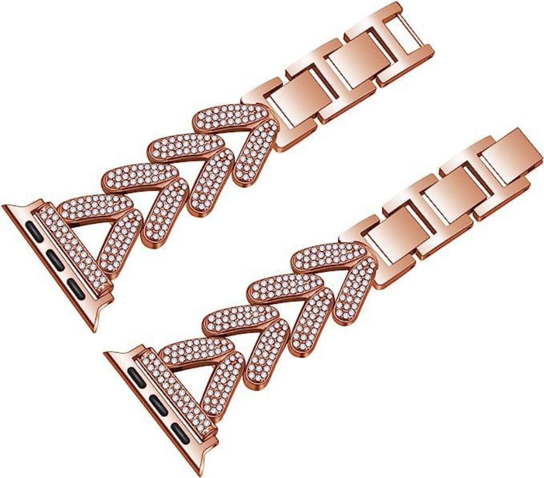 ktusu Generic Watch Bands Diamond Bling Rhinestone Stainless Steel Band for Apple Watch 42 | 44 | 45 | Ultra 49 | 46mm S10