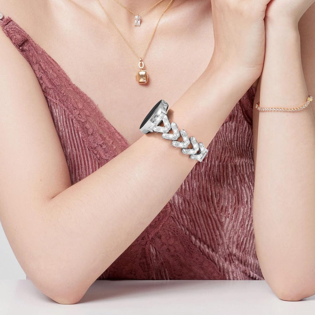 ktusu Generic Watch Bands Diamond Bling Rhinestone Stainless Steel Band for Apple Watch 42 | 44 | 45 | Ultra 49 | 46mm S10