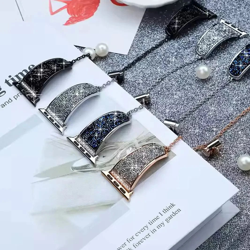 ktusu Generic Watch Bands Diamond Bling Stainless Steel Cuff Bracelet for Apple Watch 42 | 44 | 45 | Ultra 49 | 46mm S10
