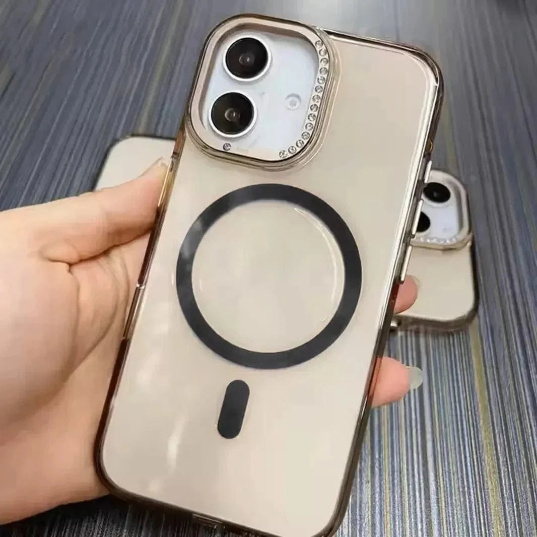 ktusu Generic Cases & Covers Diamond Lens Crystal Clear Magsafe Hard Case for iPhone 16 Plus Smoke