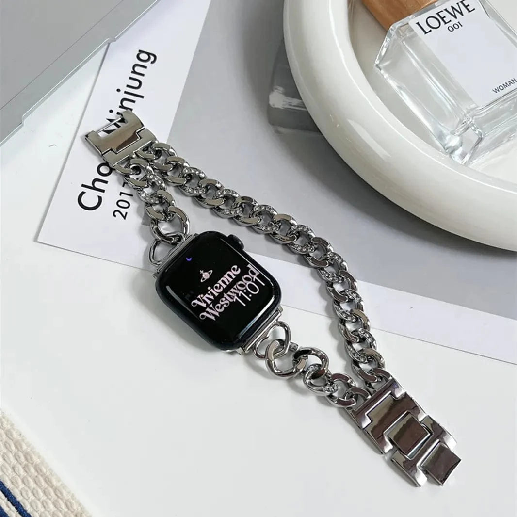 ktusu Generic Watch Bands Double Row Denim Chain Bracelet for Apple Watch 42 | 44 | 45 | Ultra 49 | 46mm S10