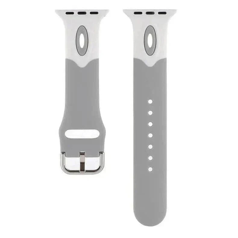 ktusu Generic Watch Bands Dual Color Silicone Sport Band for Apple Watch 42 | 44 | 45 | Ultra 49 | 46mm S10 White Grey
