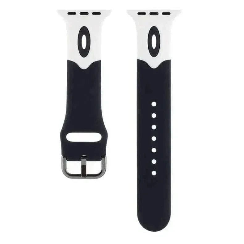 ktusu Generic Watch Bands Dual Color Silicone Sport Band for Apple Watch 42 | 44 | 45 | Ultra 49 | 46mm S10 Black White