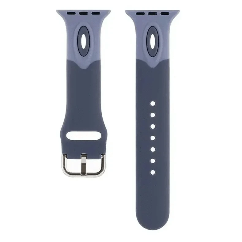 ktusu Generic Watch Bands Dual Color Silicone Sport Band for Apple Watch 42 | 44 | 45 | Ultra 49 | 46mm S10 Bluish Grey