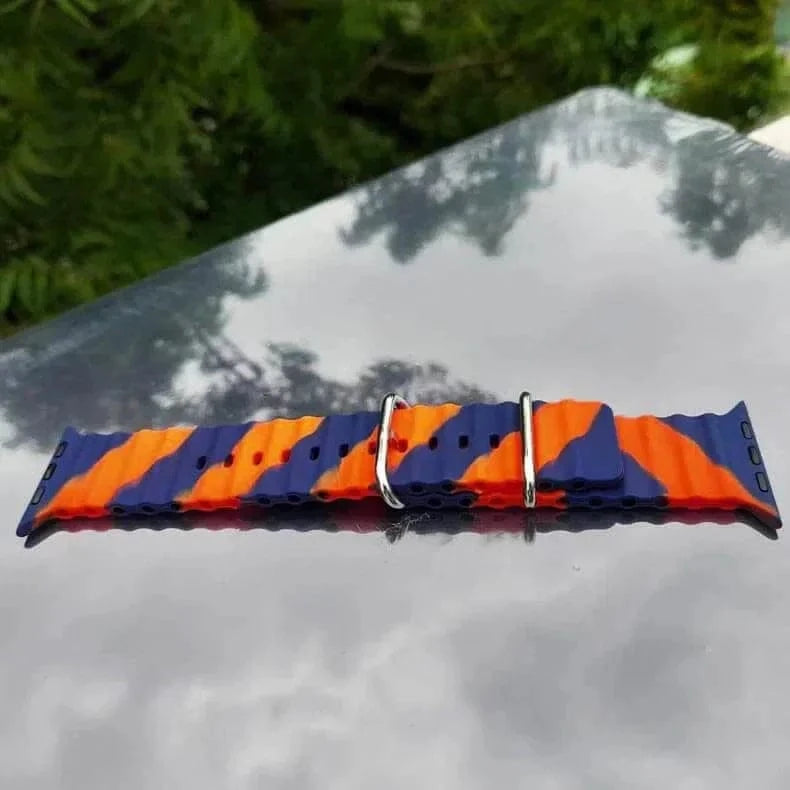 ktusu Generic Watch Bands Dual Shade Ocean Silicone Soft Band for Apple Watch 42 | 44 | 45 | Ultra 49 | 46mm S10 Blue Orange