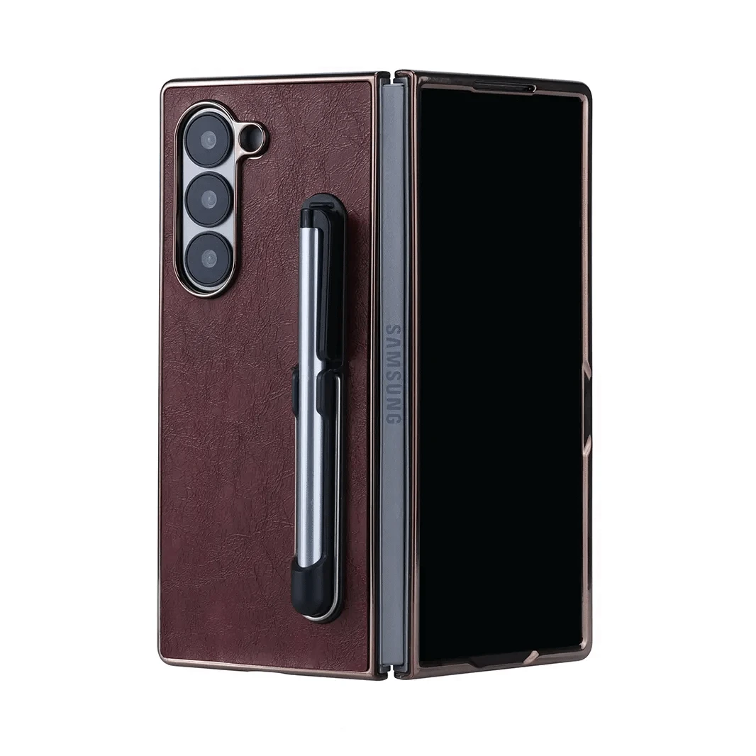 ktusu Generic Cases & Covers Electroplating Case with Stylus Pen Slot for Samsung Z Fold6 Wine