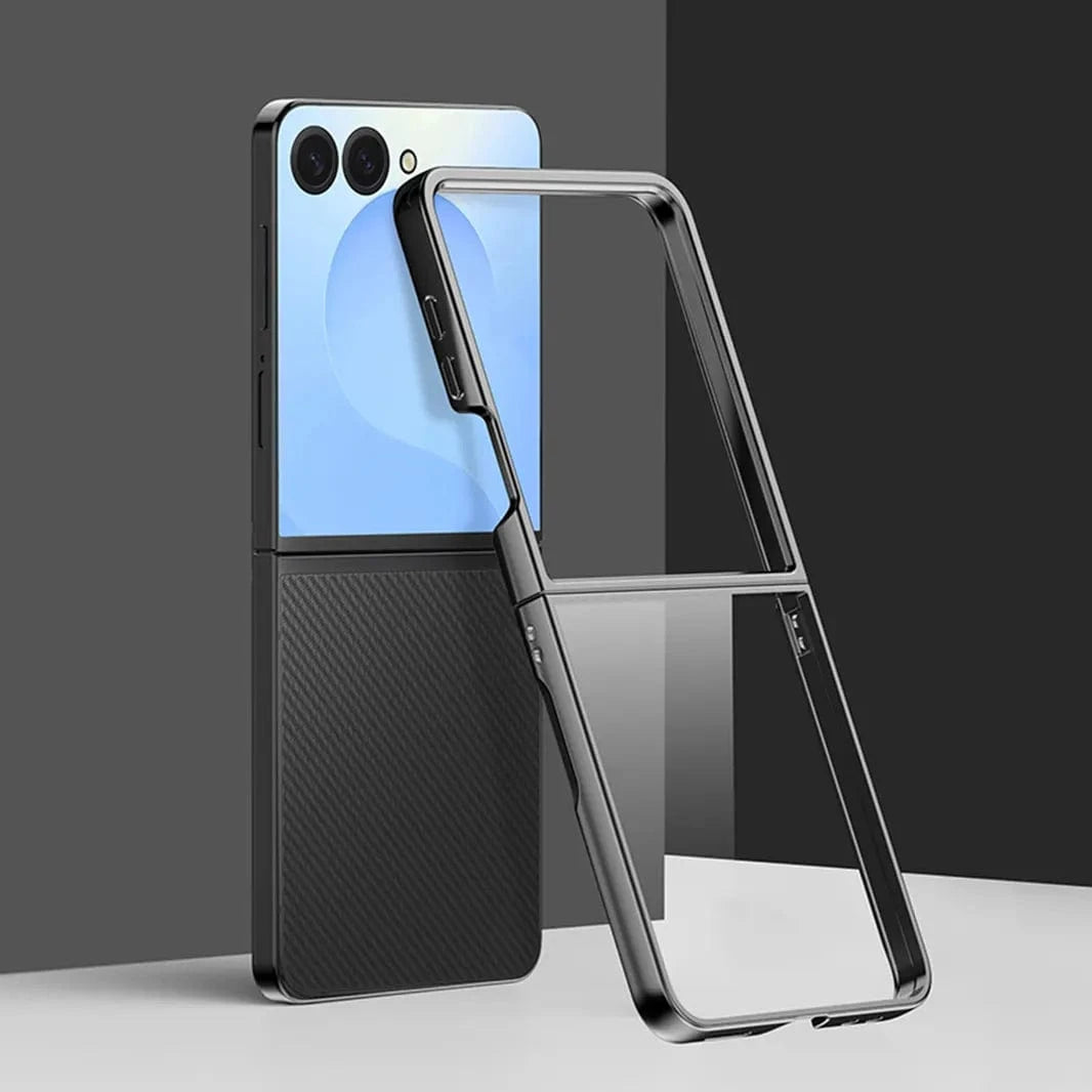 ktusu Generic Cases & Covers Electroplating Frame Transparent Case for Samsung Z Flip7 Black