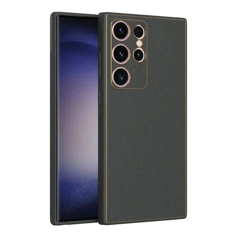 ktusu Generic Cases & Covers Electroplating PU Leather TPU Edge Hard Case for Samsung S21 Ultra Dark Grey