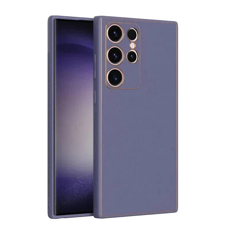 ktusu Generic Cases & Covers Electroplating PU Leather TPU Edge Hard Case for Samsung S21 Ultra Lavender Blue