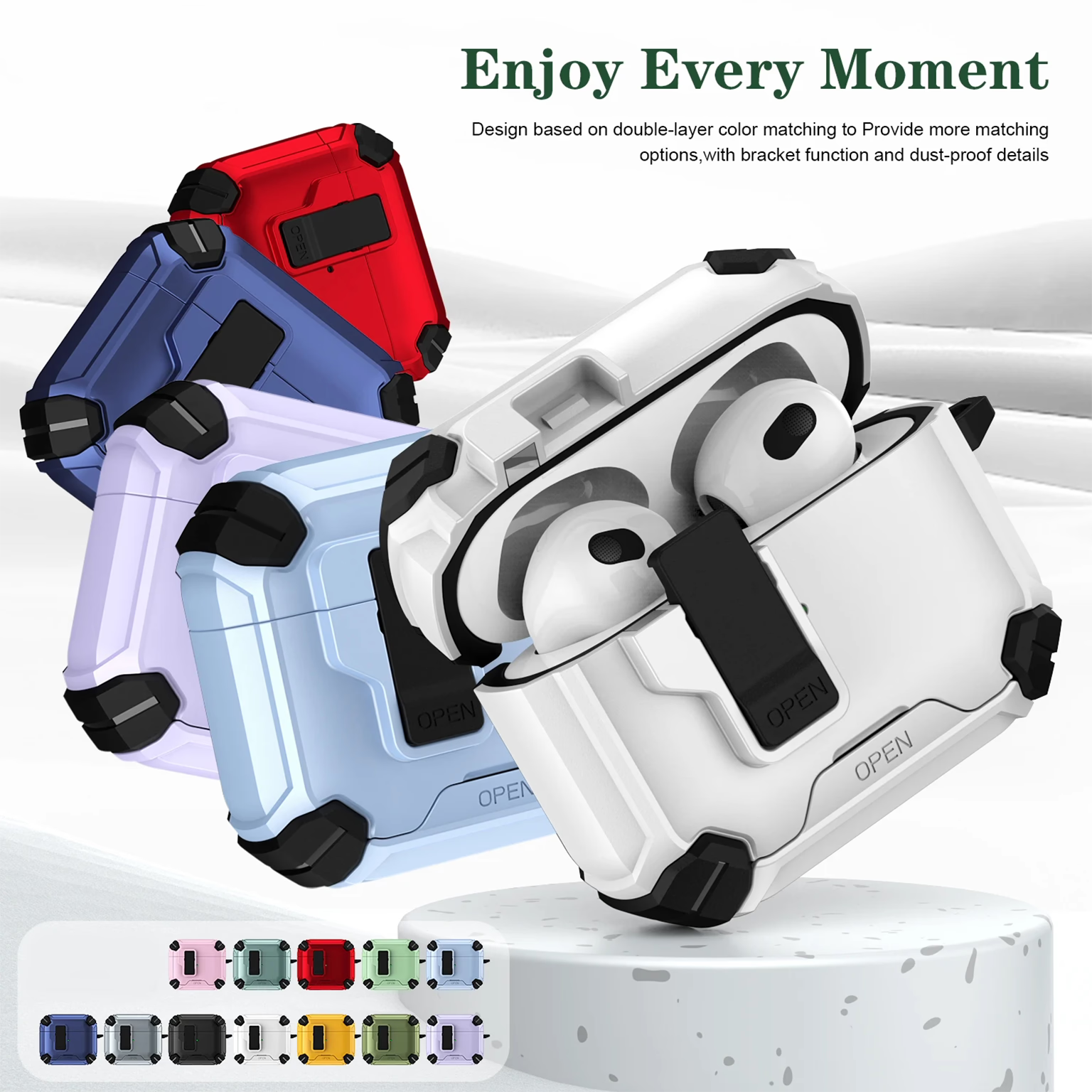 Two Color Magnetic Holder Earphone Protective Case with Switch