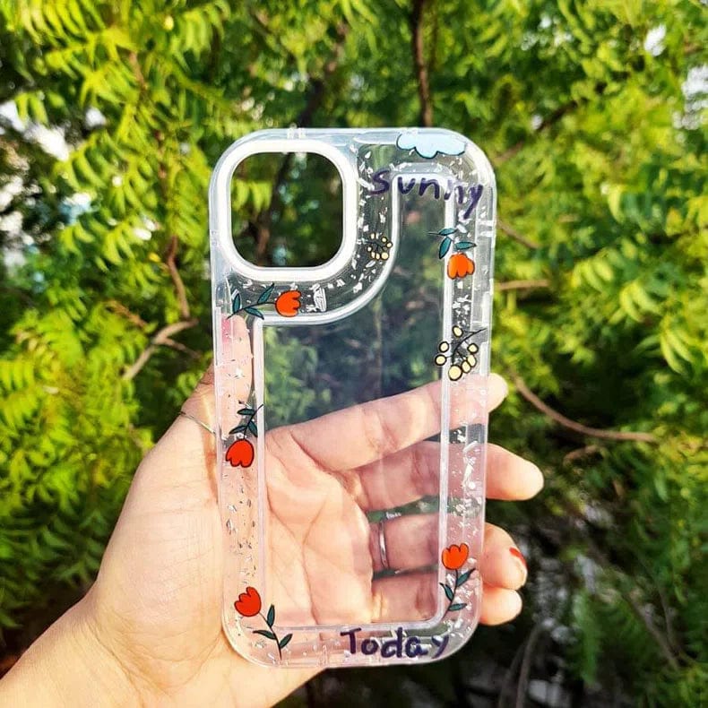 ktusu Generic Cases & Covers Floral Print Clear Soft Case for iPhone 13 Sunny
