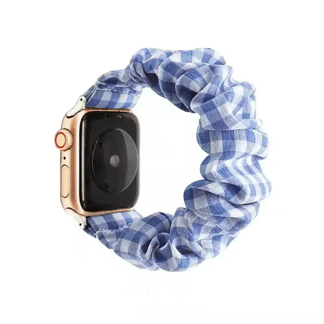 ktusu Generic Watch Bands Fluffy Fabric Elastic Band for Apple Watch 38 | 40 | 41 | 42mm S10 Blue White