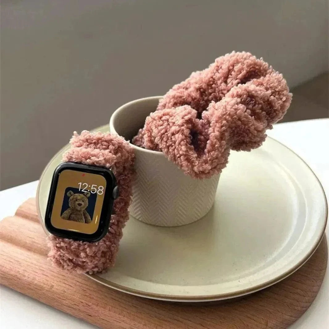 ktusu Generic Watch Bands Fluffy Scrunchie Elastic Band for Apple Watch 38 | 40 | 41 | 42mm S10