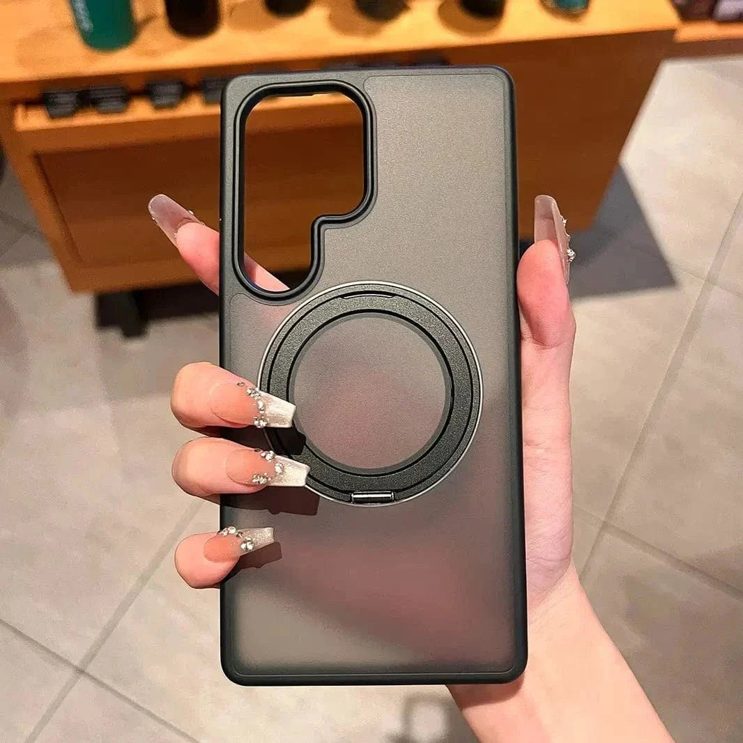 ktusu Generic Cases & Covers Frosted Magnetic MagSafe KickStand Matte Hard Case for Samsung S25 Ultra Black