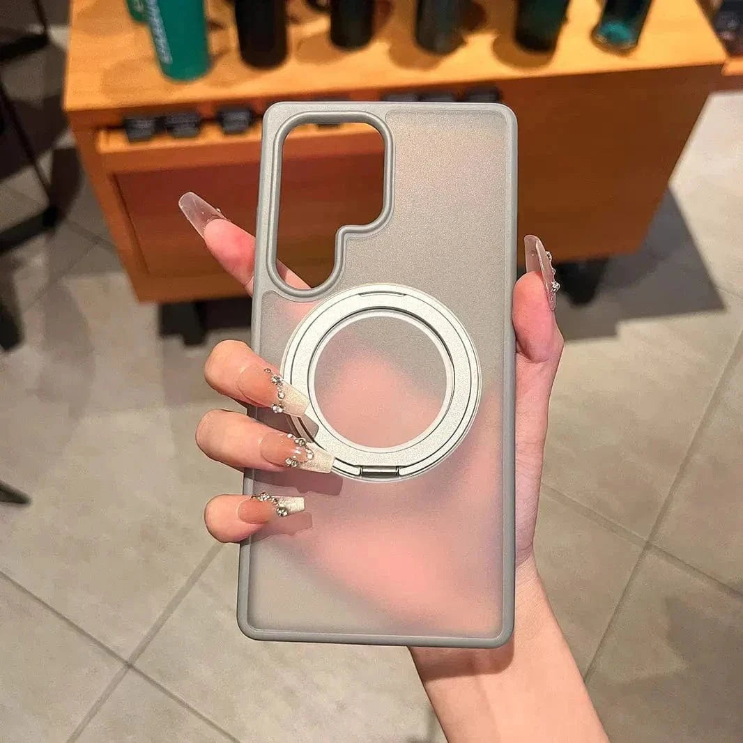 ktusu Generic Cases & Covers Frosted Magnetic MagSafe KickStand Matte Hard Case for Samsung S25 Ultra Grey