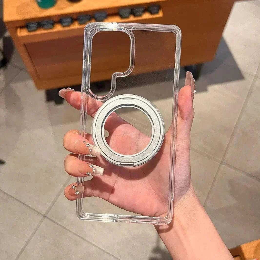 ktusu Generic Cases & Covers Frosted Magnetic MagSafe KickStand Matte Hard Case for Samsung S25 Ultra Transparent