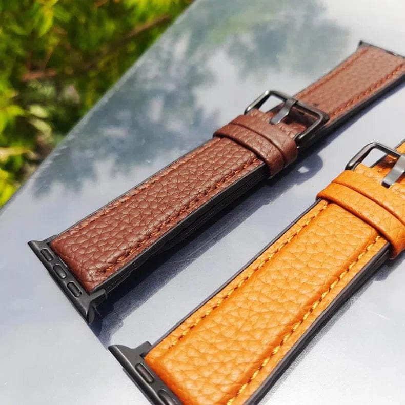 ktusu Generic Watch Bands Grainy Leather Texture Silicone Band for Apple Watch 42 | 44 | 45 | Ultra 49 | 46mm S10