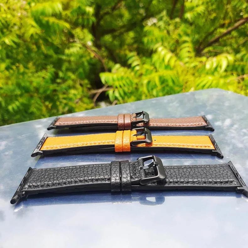 ktusu Generic Watch Bands Grainy Leather Texture Silicone Band for Apple Watch 42 | 44 | 45 | Ultra 49 | 46mm S10