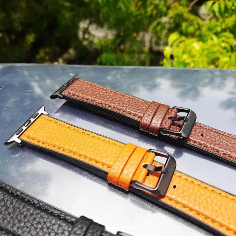 ktusu Generic Watch Bands Grainy Leather Texture Silicone Band for Apple Watch 42 | 44 | 45 | Ultra 49 | 46mm S10