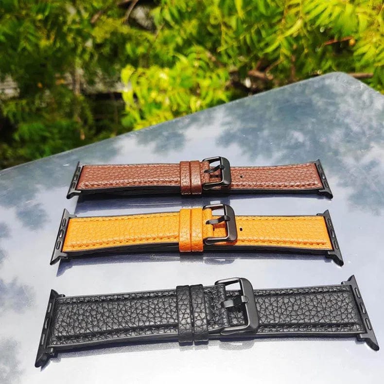ktusu Generic Watch Bands Grainy Leather Texture Silicone Band for Apple Watch 42 | 44 | 45 | Ultra 49 | 46mm S10