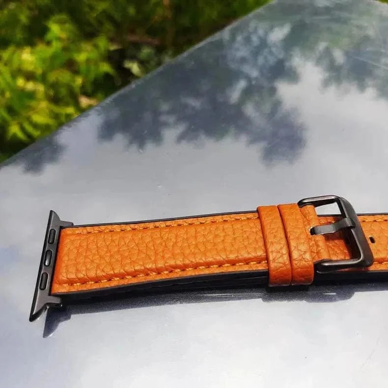 ktusu Generic Watch Bands Grainy Leather Texture Silicone Band for Apple Watch 42 | 44 | 45 | Ultra 49 | 46mm S10