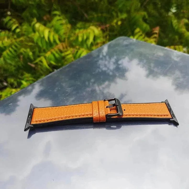 ktusu Generic Watch Bands Grainy Leather Texture Silicone Band for Apple Watch 42 | 44 | 45 | Ultra 49 | 46mm S10 Brown