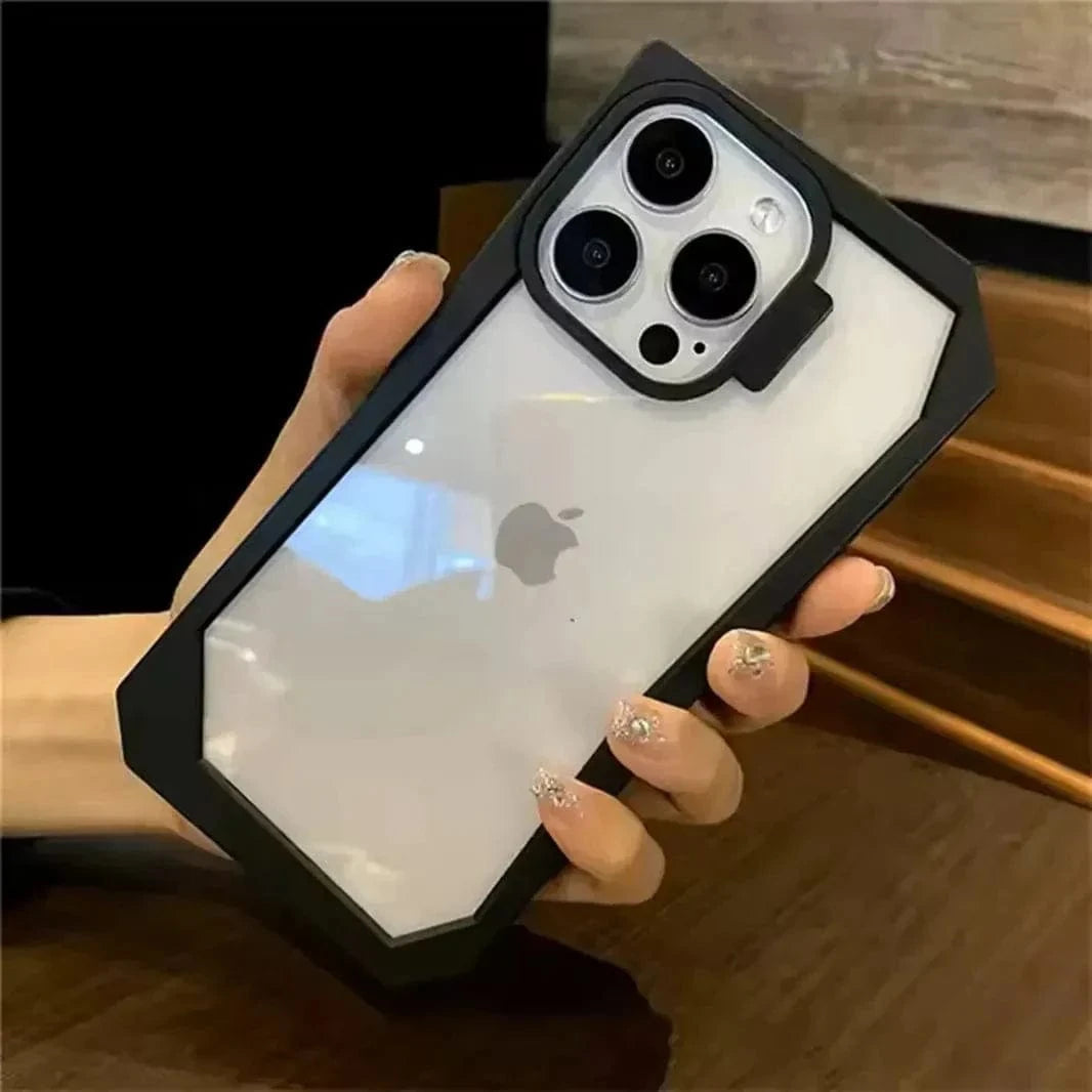 ktusu Generic Cases & Covers Irregular Border Back Clear Hard Case for iPhone 13 Natural Titanium