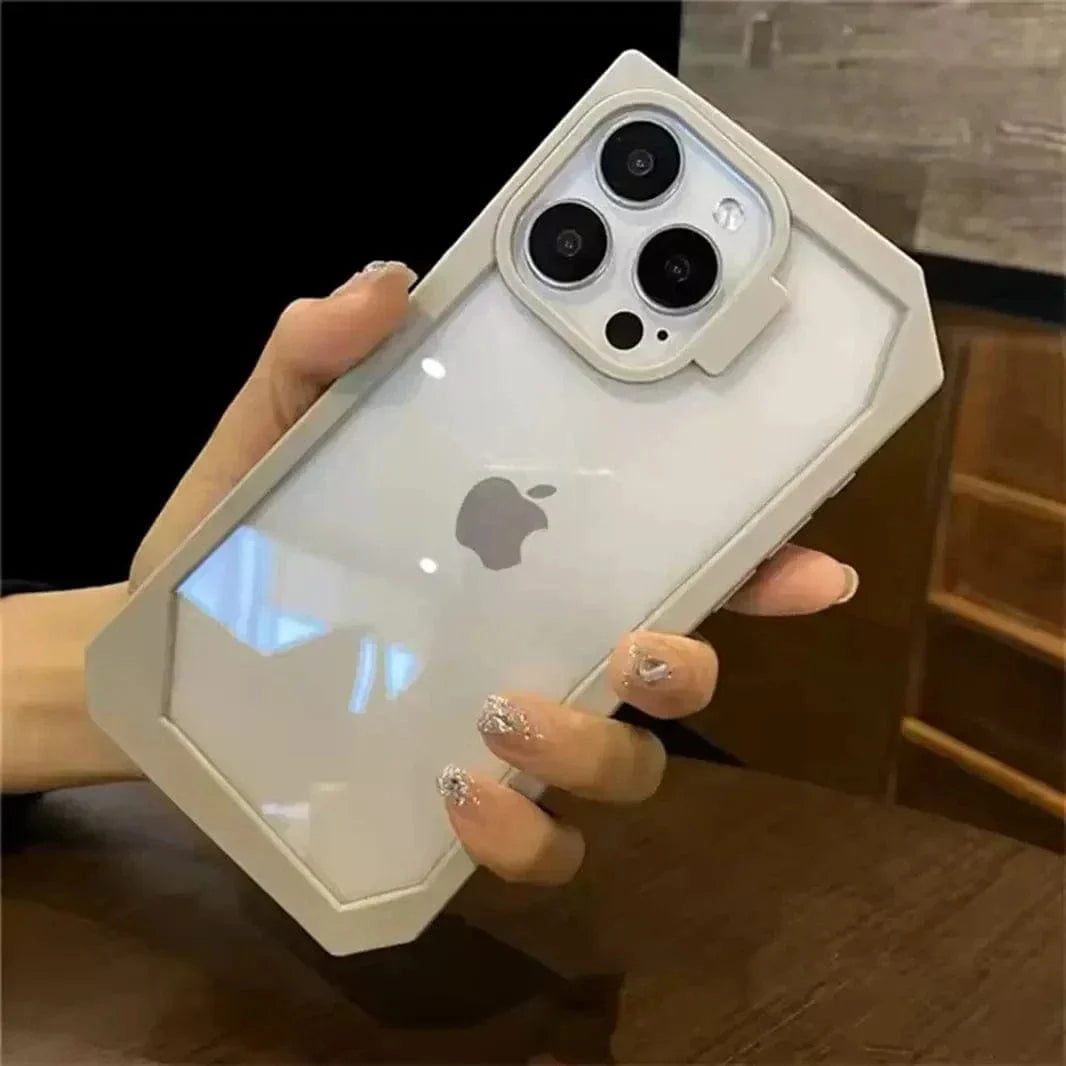 ktusu Generic Cases & Covers Irregular Border Back Clear Hard Case for iPhone 13 Natural Titanium