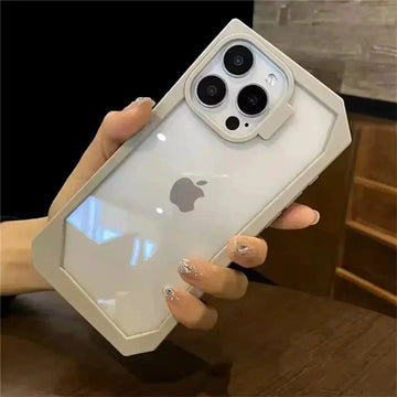 ktusu Generic Cases & Covers Irregular Border Back Clear Hard Case for iPhone 13 Natural Titanium