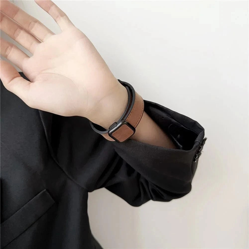 ktusu Generic Watch Bands Leather Soft Silicone Rubber Magnetic Buckle Watch Band for Apple Watch 42 | 44 | 45 | Ultra 49 | 46mm S10